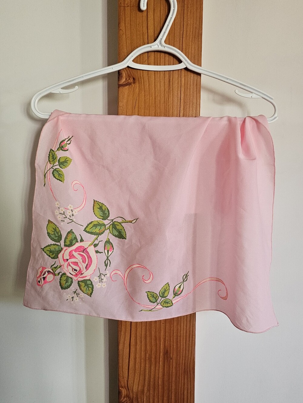 Vintage 50s Pink Floral Scarf